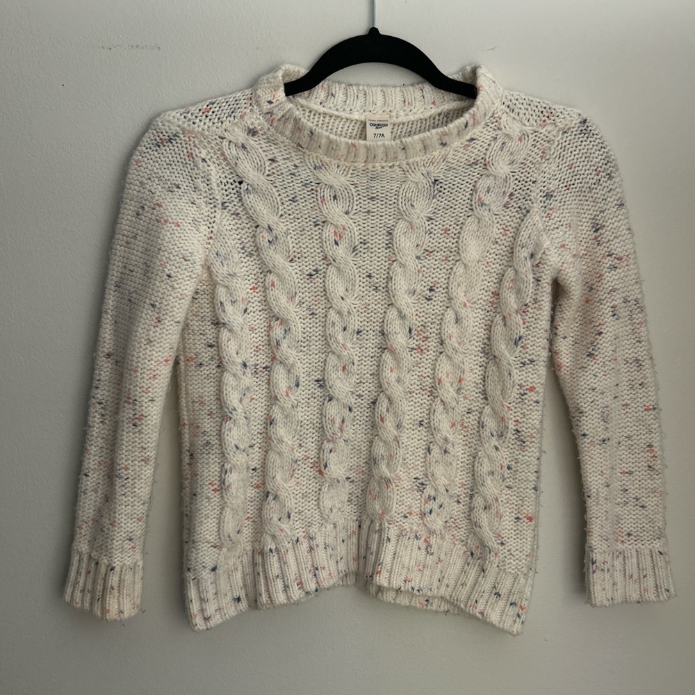 Oshkosh B’Gosh girls size 7- Cream Cable Knit Sweater